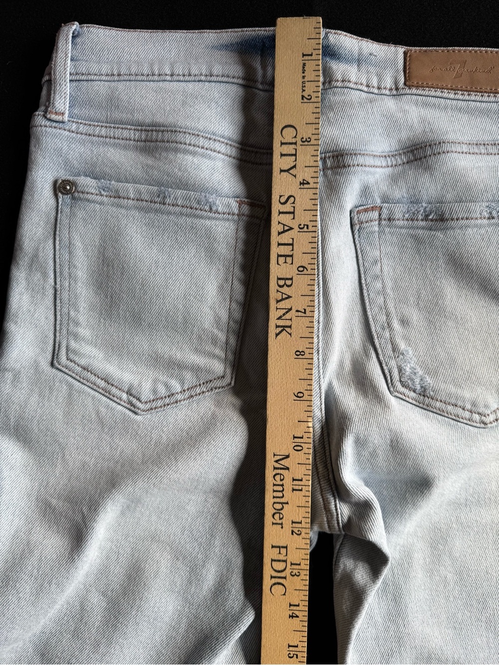 7 For All Mankind Flare Light Blue Denim Jeans Raw Hem - Picture 5 of 8